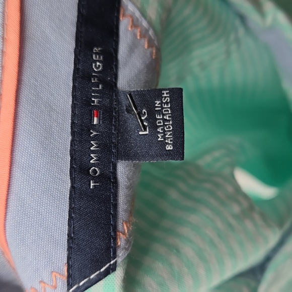 Tommy Hilfiger Button Front Pin Striped Long-Sleeve Mint Green Size Large - Picture 9 of 12